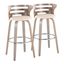 Cosini 30 Inch Fixed Height Barstool Set of 2 In Light Gray and Chrome