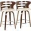 Cosini Mid Century Modern Counter Stool With Swivel In Walnut And Cream Faux Leather Set Of 2