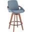Cosmo Mid-Century Counter Stool In Walnut And Blue Noise Fabric
