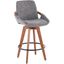 Cosmo Mid-Century Counter Stool In Walnut And Grey Noise Fabric