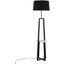 Cosmo Shelf Floor Lamp in White Marble and Black Metal with Black Linen Shade