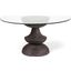 Crossman Iii Dark Brown And Gray Solid Wood Base With Round Glass Top Dining Table