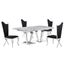 Crownie Faux Marble 5-Piece Rectangle Dining Set In Black and Silver