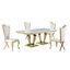 Crownie Faux Marble 5-Piece Rectangle Dining Set In Cream and Gold