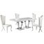 Crownie Faux Marble 5-Piece Rectangle Dining Set In Cream and Silver