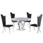 Crownie Faux Marble 5-Piece Round Dining Set In Black and Silver