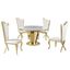 Crownie Faux Marble 5-Piece Round Dining Set In Cream and Gold