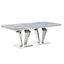 Crownie Faux Marble Pedestal Rectangle Dining Table In Silver