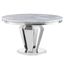 Crownie Faux Marble Pedestal Round Dining Table In Silver
