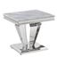 Crownie Square Faux Marble End Table In Silver