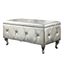 Crystal Tufted Storage Bench In Silver