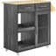 Culinary Kitchen Cart With Spice Rack In Charcoal and Natural