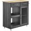 Culinary Kitchen Cart With Towel Bar In Charcoal and Natural