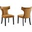 Curve Performance Velvet Dining Chair Set Of 2 In Cognac