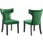 Curve Performance Velvet Dining Chair Set Of 2 In Emerald
