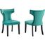 Curve Performance Velvet Dining Chair Set Of 2 In Teal