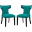 Curve Teal Dining Side Chair Fabric Set of 2