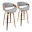 Curvini 30 Inch Fixed Height Barstool Set of 2 In Grey