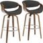 Curvini 30 Inch Barstool Set of 2 In Charcoal