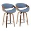 Curvini 24 Inch Counter Stool Set of 2 In Walnut