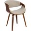 Curvo Mid-Century Modern Dining/Accent Chair In Walnut And Cream Fabric