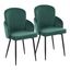 Dahlia Dining Chair Set of 2 In Gold and Green