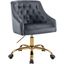 Daisiva Grey Velvet Office Chair 0qb24388582