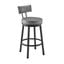 Dalza 36 Inch Swivel Counter or Bar Stool In Black Finish with Gray Faux Leather