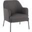 Daniella Contemporary Accent Chair In Black Metal And Charcoal Fabric