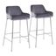 Daniella Fixed Height Bar Stool Set of 2 In Silver