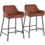 Daniella Industrial Fixed-Height Counter Stool In Black Metal And Camel Faux Leather - Set Of 2