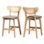 Dannell Fabric and Wood Counter Stool Set of 2 In Grey and Natural Oak