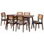 Dannon Fabric and Wood 7 Piece Dining Set In Grey and Walnut Brown
