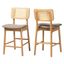 Dannon Fabric and Wood Counter Stool Set of 2 In Grey and Natural Oak
