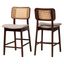 Dannon Fabric and Wood Counter Stool Set of 2 In Grey and Walnut Brown