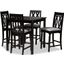 Darcie Modern And Contemporary Grey Fabric Upholstered Espresso Brown Finished 5-Piece Wood Pub Set