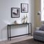 Darrin Narrow Long Console Table With Mirrored Top In Gunmetal Gray