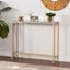 Darrin Narrow Mini Console Table With Mirrored Top In Gold