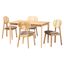 Darrion Fabric and Wood 5 Piece Dining Set In Grey and Natural Oak