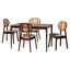 Darrion Fabric and Wood 5 Piece Dining Set In Grey and Walnut Brown