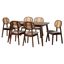 Darrion Fabric and Wood 7 Piece Dining Set In Grey and Walnut Brown