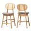 Darrion Fabric and Wood Counter Stool Set of 2 In Grey and Natural Oak