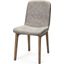 David Grey Fabric Wrap Medium Brown Wood Base Dining Chair Set of 2