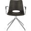 Dawn Grey and Silver Midcentury Modern Leather Swivel Dining Arm Chair