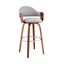 Daxton 30 Inch Gray Faux Leather and Walnut Wood Bar Stool