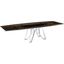 Dcota Manual Dining Table With Brushed Stainless Steel Base and Smoked Top