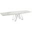 Dcota Manual Dining Table With Brushed Stainless Steel Base and White Marbled Top