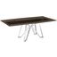Dcota Dining Table With Brushed Stainless Steel Base and Smoked Top