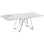 Dcota Dining Table With Brushed Stainless Steel Base and White Marbled Top