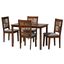 Deanna Fabric and Wood 5 Piece Dining Set In Grey and Walnut Brown